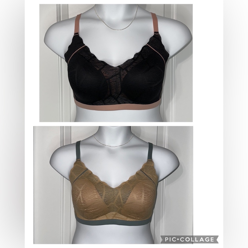 Rhonda Shear 2-pack Scalloped Edge Flat Lace Bra NWOT  XL